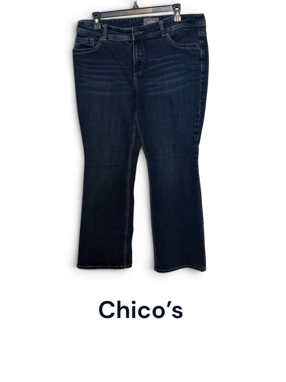 Chico's  SO SLIMMING  Indigo Jeans w/Embellished Pockets 12/14 SHORT    #T